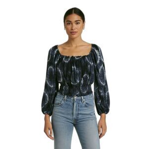 Michael kors 100% silk smocked waist crop blouse SMALL